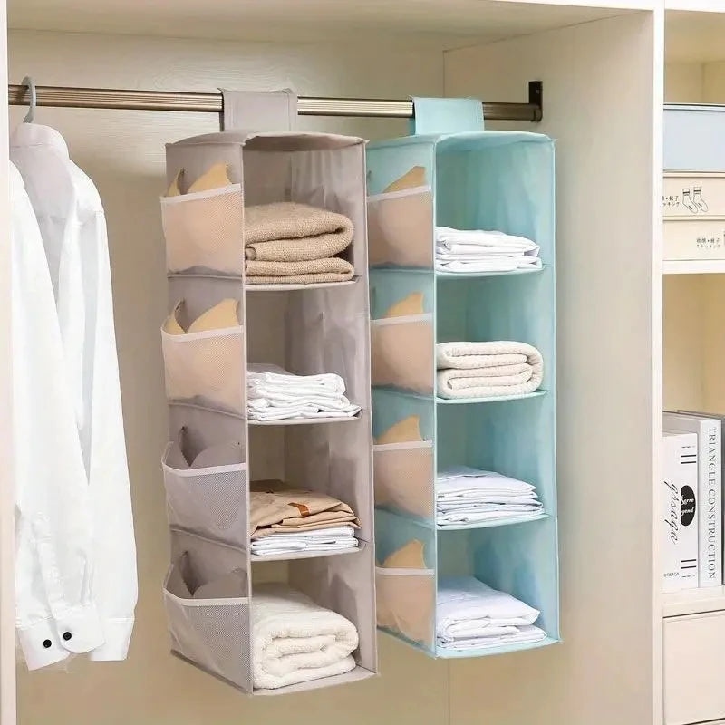 Hanging Clothing Storage Bag Hanging Wardrobe Organizer Bag Multi-Functional Household Multi-Layer Foldable Hanging Storage Bag