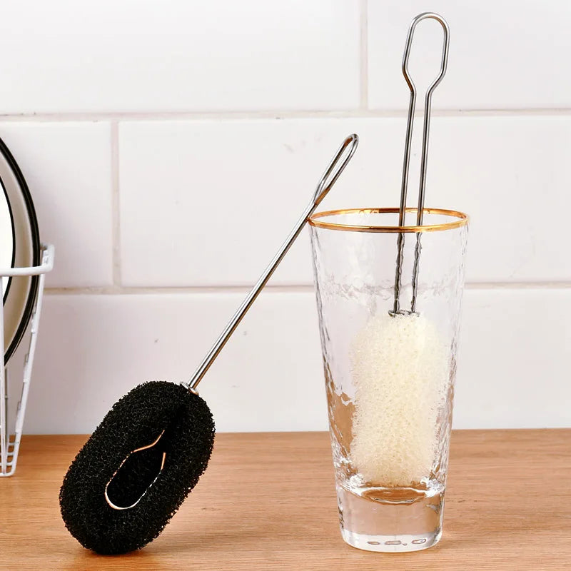 Sponge Cup Brush Replaceable Sponge Cup Brush Long Handle Drink Wineglass Bottle Glass Cup Washing Clean kitchen accessories