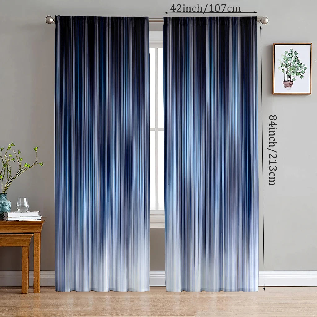 2pcs- Quiet sky blue polyester curtains, pole bag curtains 42 * 84, bedroom, living room, home room decoration