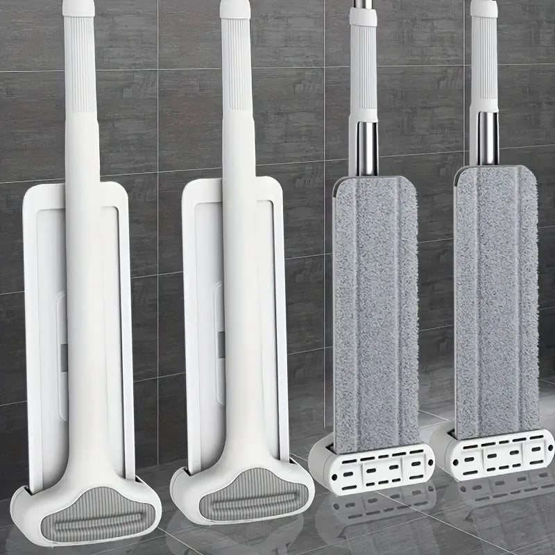 1pcs Microfiber Flat Mop with Long Handle - Self-Squeeze Cleaning Tool for Kitchen Bathroom Tile Hardwood Floor